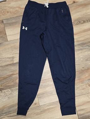 Under Armour Navy Blue Kids Joggers with White Logo